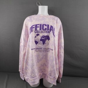 BooHoo Womens Sweatshirt 20 2X Pink Purple Tie Dye Official Oversize‎ Street NEW